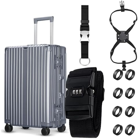 SONCHIE Black Travel Set - Luggage Accessories - Adjustable Strap External Strap Combination Strap Acoustic Wheel Cover Luggage Marker Cover