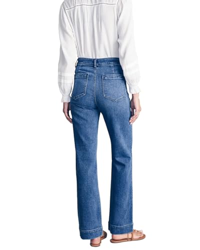Women's High Waisted Straight Leg Jeans Stretchy Wide Leg Denim Pants with Front Pockets 2024 Trendy4