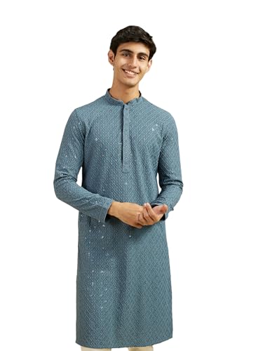 Image of DIWAS BY MANYAVAR Men's Viscose Chikankari Sequined Kurta (1pc)