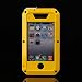 iPhone 4S Case,LISANA Gorilla Glass Luxury Aluminum Alloy Protective Metal Extreme Shockproof Military Bumper Heavy Duty Cover Shell Case Skin Protector for Apple iPhone 4/4S (Yellow)
