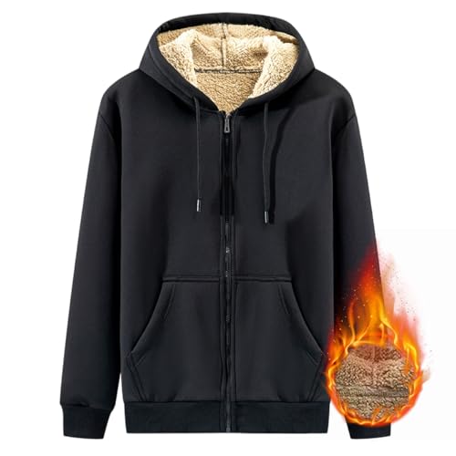 Mens Winter Coats Lined Sherpa Soft Heavyweight Hoodie Thermal Thicken Zip Up Windproof Coat Winter Warm Outerwear2