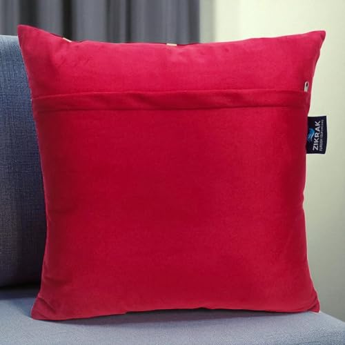 Image of Zikrak Besur Gold Stripe On Velvet|Pack of 5 Cushion Cover|for Home Decoration|Living Room Decor|Hotel Premeuim Quality Cushion Cover|Exclusive ON Amazon (Maroon, 22 X 22 INCH(55 X 55 CM))