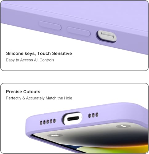 Image of Elzzi Microfiber Square Candy Case Compatible for iPhone 14, Shockproof Slim Back Cover Liquid Silicone Case (Purple)