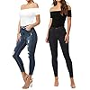 MANGOPOP-Womens-Off-Shoulder-Short-Sleeve-Long-Sleeve-Tops-T-Shirt-Bodysuit-Jumpsuit MANGOPOP Off The Shoulder Short Sleeve Bodysuit for Women