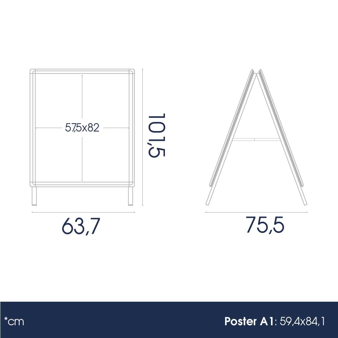 Danieli Store - Caballete Publicidad Exterior de Aluminio A1 Doble Cara Plegable