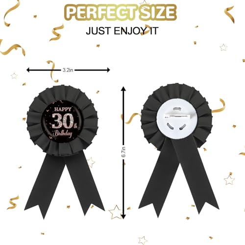 Black Happy 30th Birthday Tinplate Badge Pin, Black Rosette It's My 30th Birthday Button, Diamond 30th Birthday Award Badge Pin, Thirty Years Old Birthday Party Decorations2