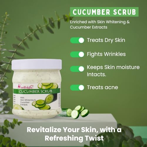 Image of feelhigh Cucumber Facial Kit For All type of Skin Solution For Man and Woman -Scrub,Cream,Mask,Gel (500gm x 4)