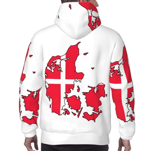Sweat à capuche confortable homme EdWal imprimé Danemark pull de sport doux