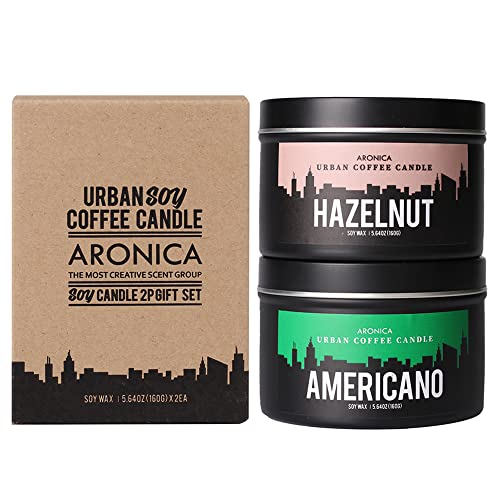 Aronica Coffee Scented Candle Hazelwood Soy Candles Coffee Scented Baby Shower Hostess Gifts Vegan Coffee Candle Fall Fragrance Decor Autumn Scent
