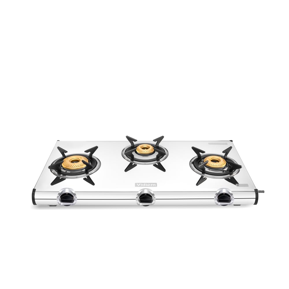Vidiem Curve Gas Stove S3 283 A (Silver) | 3 Burner Stainless Steel | ISI Certified | Manual Ignition | 5 Years Warranty-image-46