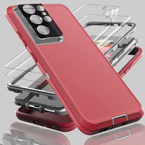 Coque ultra robuste Samsung S21 Ultra protection 3 en 1 haut de gamme avec films TPE ajustés