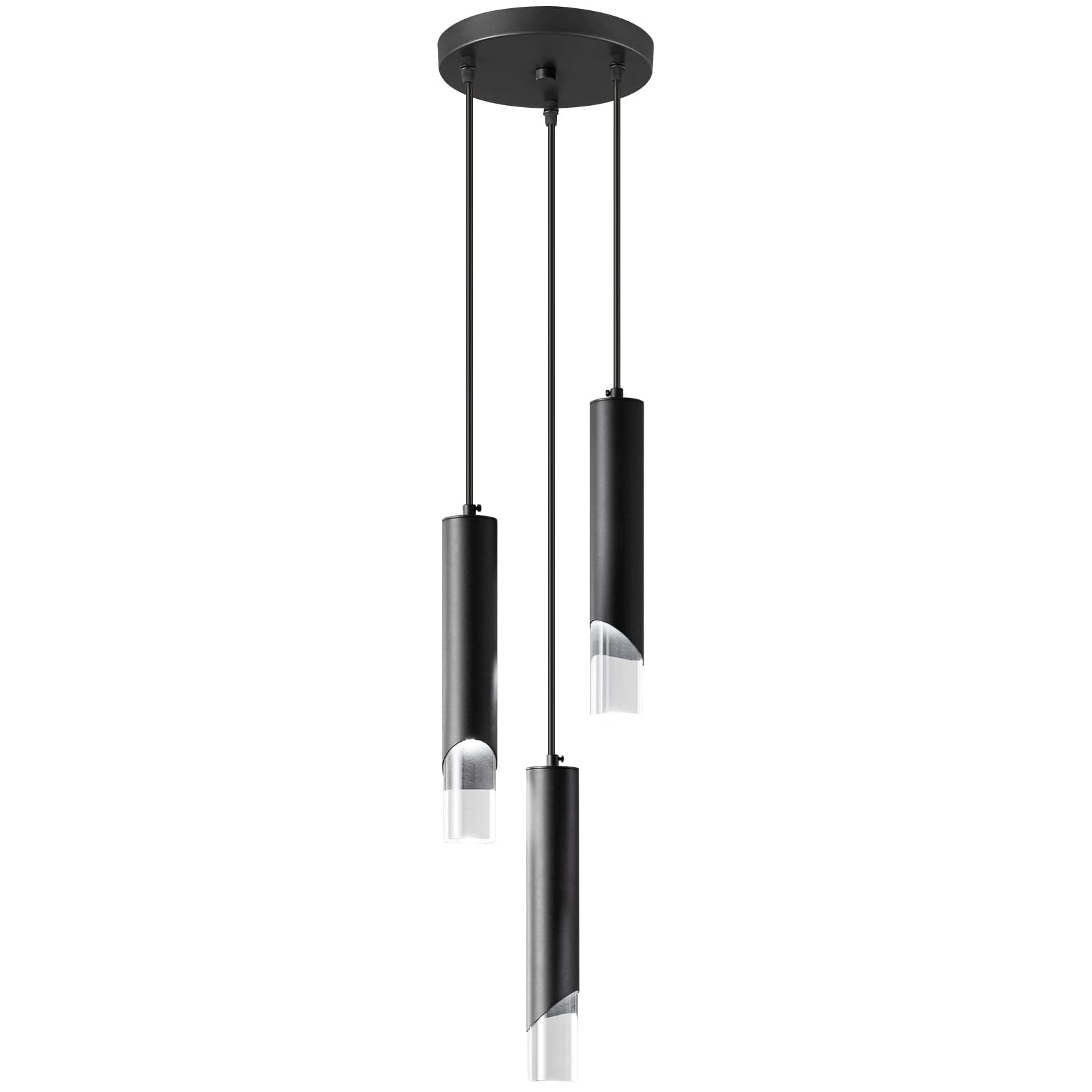 Modern Pendant Light Kitchen Light Fixture Dimmable LED Black Mini Pendant Lights Dinning Room Black Pendant Lighting for Kitchen Island Bedroom (3-Light)