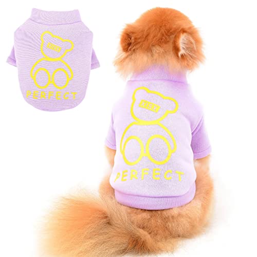 PAIDEFUL Pijamas para Perros Pequeños Medianos Jerséis Camisas con Forro Polar Abrigo Cálido Jersey de Invierno Ropa para Cachorros Chihuahua Ropa para Gatos 2 Patas Clima Frío Otoño Morado L Cover