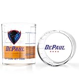 Greenline Goods DePaul University Blue Demons Whiskey Glasses Set of 2, 10 oz Rocks Glasses with Full-Color Logo & Campus Map – Officially Licensed Bourbon Glass Gift for Alumni & Fans