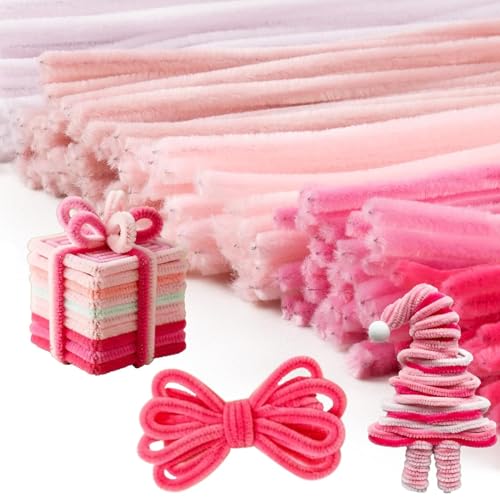 Image of Caydo 200 Pieces Assorted Pink Pipe Cleaners for Crafts
