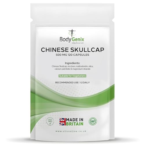 BodyGenix Chinese Skullcap Capsules 500mg - Liver Support, Anxiety & Sleep Support, Anti-Inflammatory - 120 Capsules (4 Month Supply)