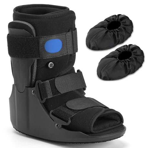Walking Fracture Boot Air Cam Walker Orthopaedic Boot for Sprained Ankle Short Air Brace for Broken Foot Achilles Tendon Injury Black(L)