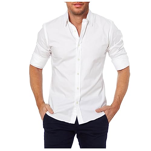 JYJXFD Oxford Stretch Zip Camisa para Hombres Zip Up Manga Larga Camisa con Cuello Regular Fit Business Camisa Formal Oficial, 07blanco, XXL