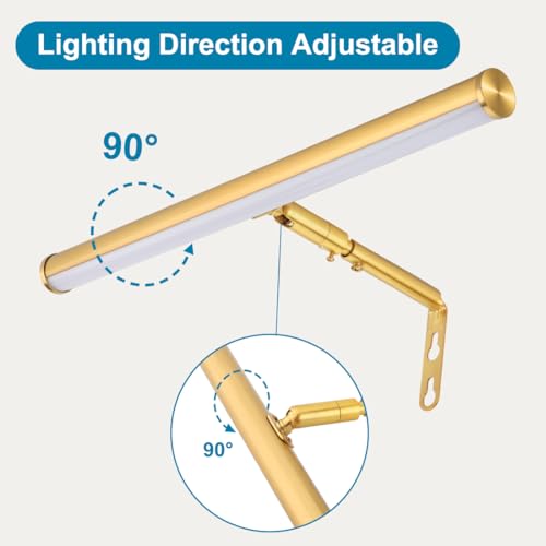 Image of LED Picture Lights for Paintings Plug in, Adjustable Art Light Gallery Wall Light for Display Art Work, 14 Inch 4W 3000K Warm White, Gold Finish CRI90+, ETL Listed (Pack of 2)