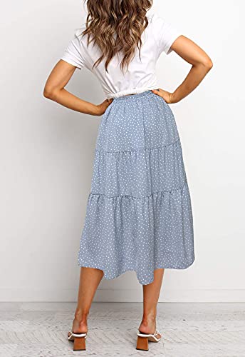 MEROKEETY Women's Boho Leopard Print Skirt Pleated A-Line Swing Midi Skirts