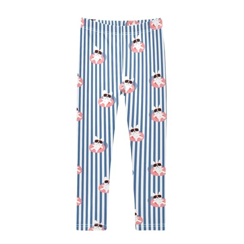 CaTaKu Girls Leggings Funny French Bulldog Stripes Leggings for Girls Kids Athletic Workout Yoga Pants Size 4-10T