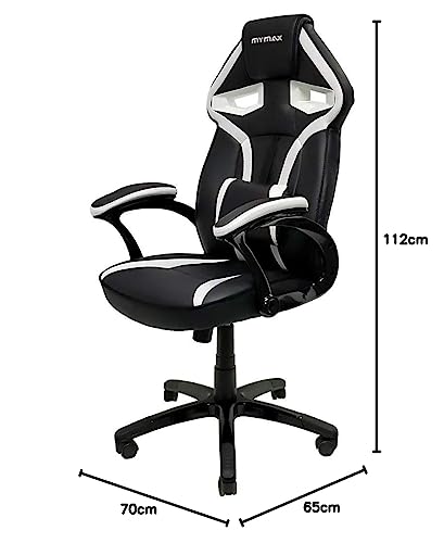 Cadeira Gamer MX1 Giratória Preto e Branco - Mymax, Mymax, 25.009042, Branco e preto