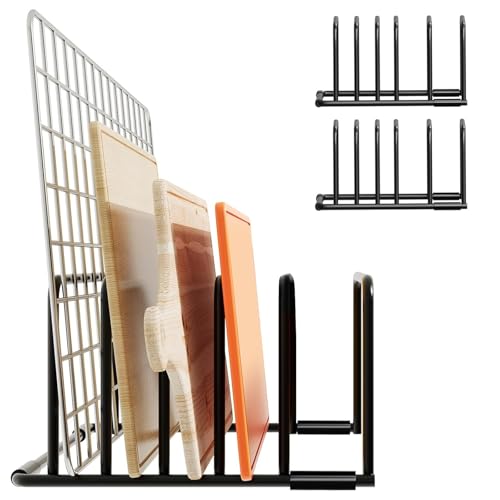 Kunaxku 2PCS Soporte para Tabla de Cortar, Soporte Bandejas Cocina con 4 Compartimentos, Organizador Tapas Ollas, Organizador de Sartenes, Soportes para bandejas de Horno, organizador cocina