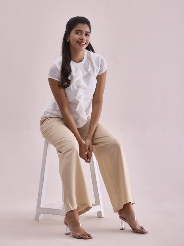Image of GO COLORS Soft Viscose & Linen Blend Linen Palazzo Full Length for Women| Breathable, Mid Rise