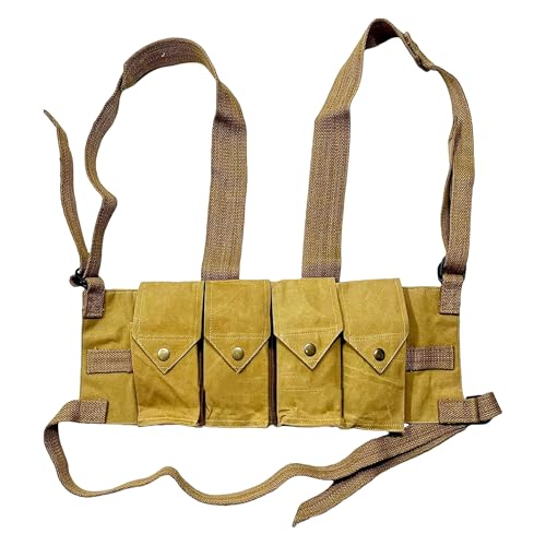 warreplica Rhodesian FAL / G3 / M14 Bush War Magazine Chest Rig with Grenade Pocket - Reproduction Khaki color