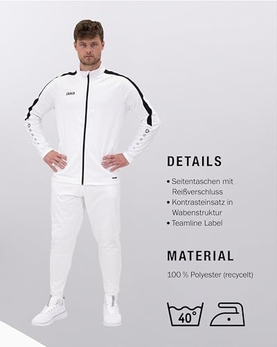 JAKO Herren Polyesterjacke Power, Weiß, 4XL – Ansicht 5
