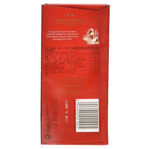 Lindt Lindor Milk Chocolate Bar - 100 g - The Perfect Treat - Chocolate with a Smooth Melting Filling