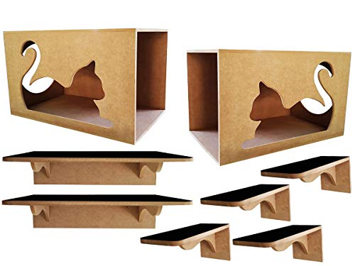 Kit Nicho de Gato Gigante Mdf Crú Prateleira Toca