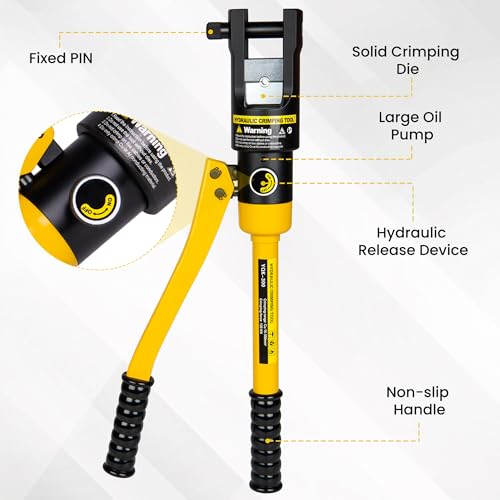 16 Tons Hydraulic Wire Crimping Tool Battery Cable Lug Terminal Crimper With 13 Pairs of Dies, 9AWG to 600MCM Crimping Tool