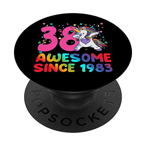 Impresionante Desde 1983 Dabbing Unicorn 38 años 38 cumpleaños PopSockets PopGrip Intercambiable