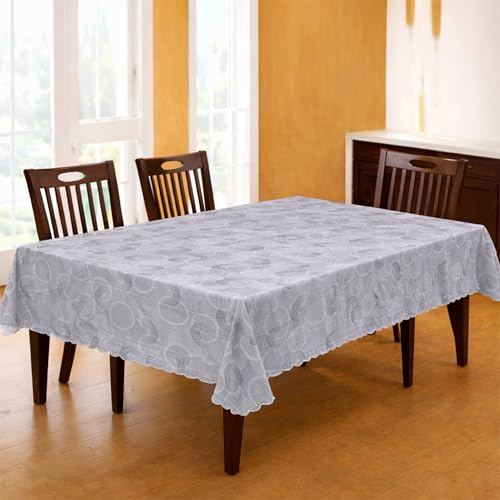Image of Dakshya Industries PVC Waterproof Dining Table Cover 54x78 Inch for 6 Seater | Floral Printed Washable Oilproof Dustproof Table Cloth for Home Kitchen Dining Table (Opulent Nest)