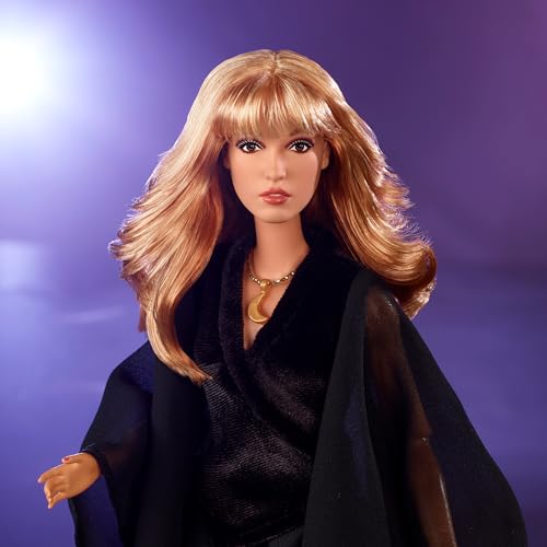 Muñeca Barbie Stevie Nicks con vestido negro y accesorios miniatura 3