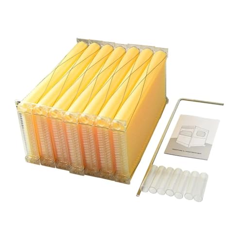 Automatisches Bienenstockhaus-Set aus Holz, 7-teilig, automatischer Bienenstock-Rahmen für den Anfang, Honigfluss, Honigbox, Kunststoff-Nestrahmen, Imkerhaus