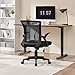 Yaheetech Ergonomic Mesh Office Chair, Swivel Computer Desk Chair with Flip-up Armrests and Lumbar Support, Reclining for Home Office, Study Room Bedroom, Black