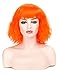 morvally Short Wavy Curly Bob Wig with Bangs Natural Heat Resistant Synthetic Hair Cosplay Costume Party Wigs (Orange)