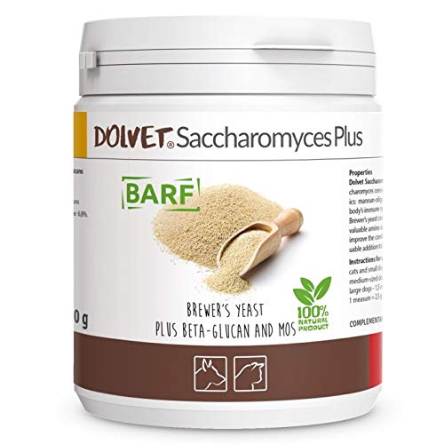 PETS Dolfos Dolvet Saccharomyces Plus 300g Brewer's yeast Prebiotic Beta Glucan for Dogs & Cats BARF 100% Natural