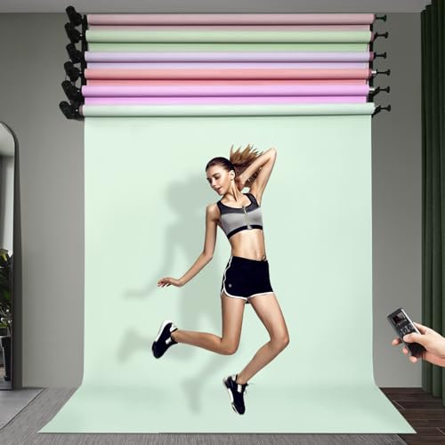 JINHZIXIU 6 Roller Electric Backdrop Roller System Motorized Electric Wall Ceiling Mount Background Support System Photography Backdrop Wall Mount Roller System with Remote