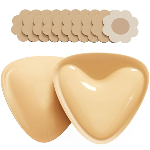 HREQZUT Klebe BH Doppelseitig, Klebe-BHS Große Brust Sticky Bra Pads Push Up, Selbstklebende Brustpolster für Frauen, A-B Cup
