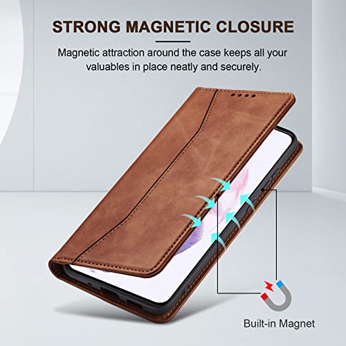 Image of Jasonyu Flip Wallet Case for Samsung Galaxy S21 Plus /S21+ 5G,Brown