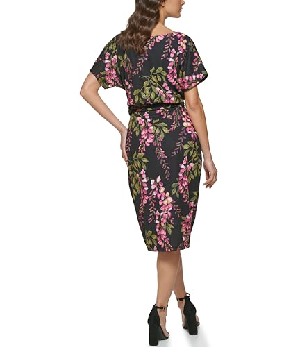 Image of Kensie Womens Short Sleeve Tie Waist Midi Dress