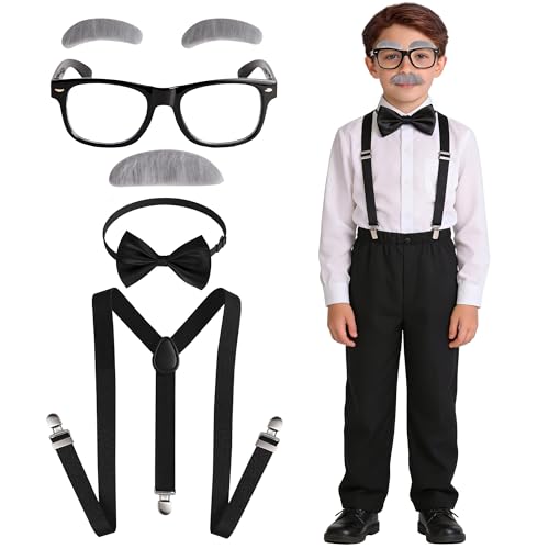 Image of Kids Old Man Costume 100 Days of School Grandpa Costume for Boy 1920s Old Man Cos