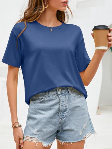 Image of UNCLECAT Womens Short Sleeve Crop Tops Summer Basic Cropped T Shirts | Workout,Casual,Crew Neck Tee,Boxy Loose Fit,Cotton Trendy Clothes