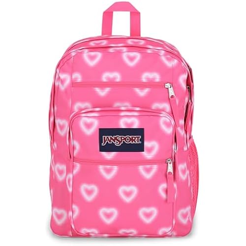JanSport Laptop Backpack - Computer Bag with 2 Compartments, Ergonomic Shoulder Straps, 15” Laptop Sleeve, Haul Handle - Book Rucksack - Happy Hearts Pink