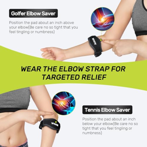 Image of Rakiie 2 Pack Tennis Elbow Brace for Men Women, Adjustable Non-slip Golfer Elbow Strap with Support Compression Pad, Counterforce Brace for Sports, Fit 7.08-14.17 inch, Blue