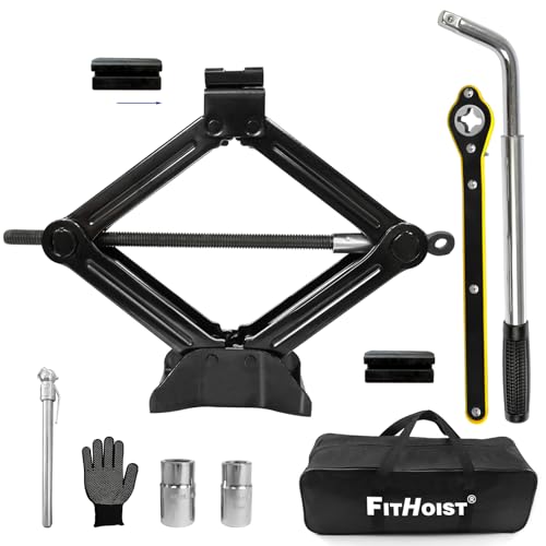 Image of 2 Ton Scissor Jack with Rubber Pad, Portable Car Jack Emergency Kit for Sedan SUV MPV