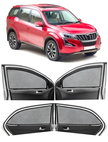 Image of Autofact Magnetic Car Sunshades Compatible with Mahindra XUV 500 (Set of 4) - Easy Installation, UV Protection, Keeps Car Cool (Front 2 with Zippers for Easy Access, Rear 2 Without Zippers)